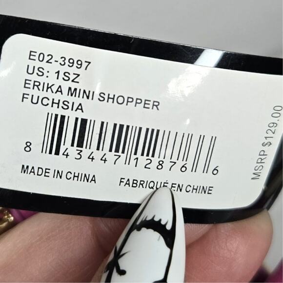 Bebe Erika Shopper Crossbody Bag in Fuchsia NWT Textured - Picture 4 of 4